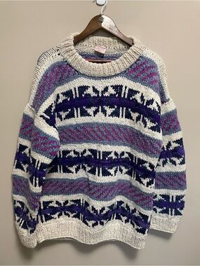 Paradigm Vintage 90s Geometric Print Wool Sweater Women XL